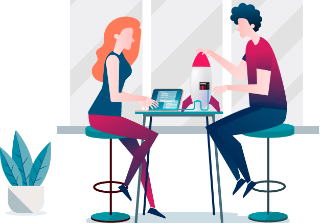 Picture of a man and woman on a table.